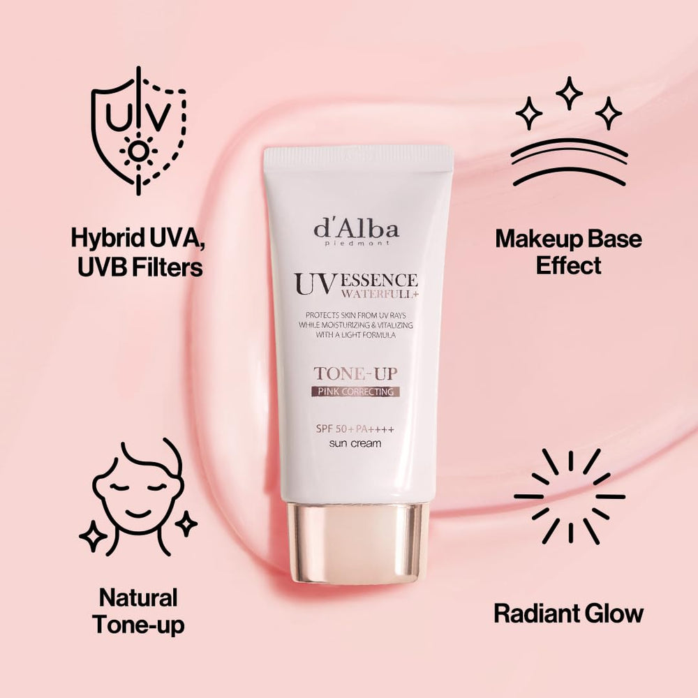 d'alba Piedmont label close-up showing OTC SPF 50+ registration and ingredient clarity benefit