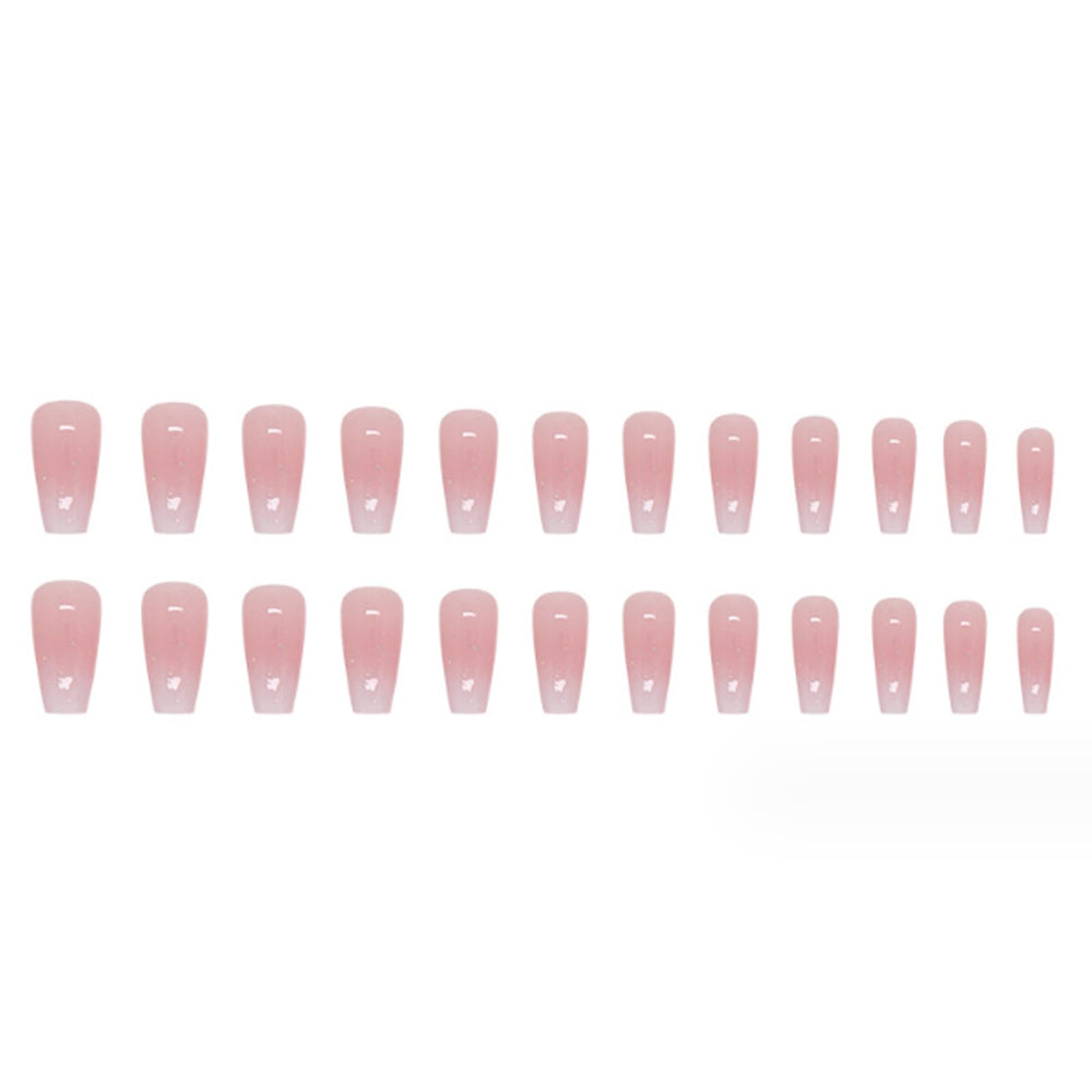 DANMANR press-on nail being applied to fingertip showing quick adhesion benefit