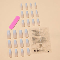 DANMANR blue shiny nail close-up, glossy finish highlighting smooth acrylic surface