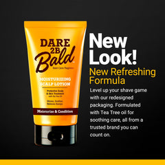 Dare 2B Bald applied to shaved scalp demonstrating soothing relief