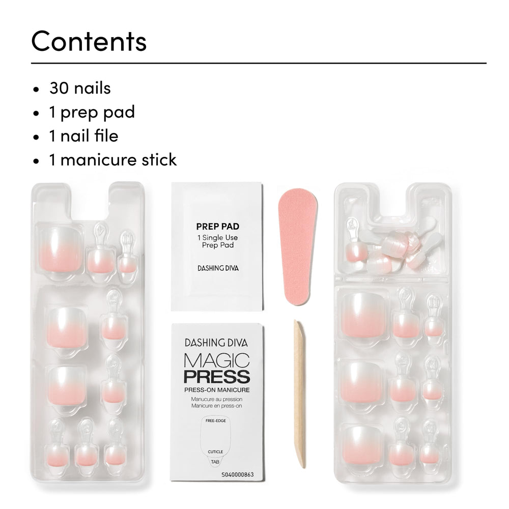 Dashing Diva pedicure in use on feet showing secure fit and salon-like glossy toes