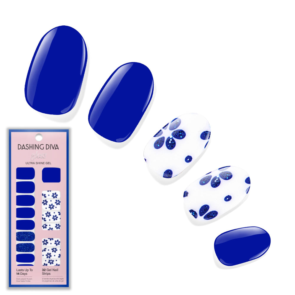 Dashing Diva front packaging showing Flor Azul set and benefit fast salon look