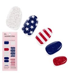 Dashing Diva Salute front packaging showing patriotic strips and included tools for quick use