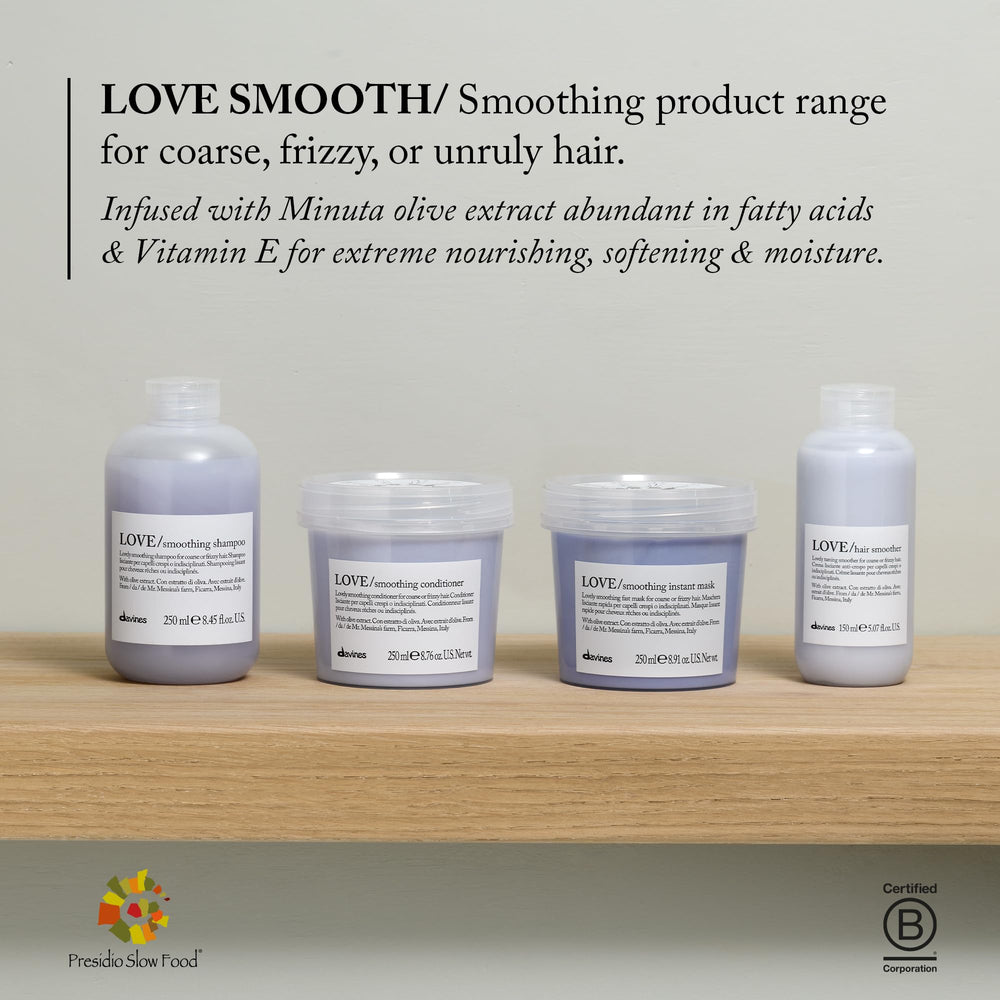 After using Davines glossy smooth hair with reduced frizz and shine