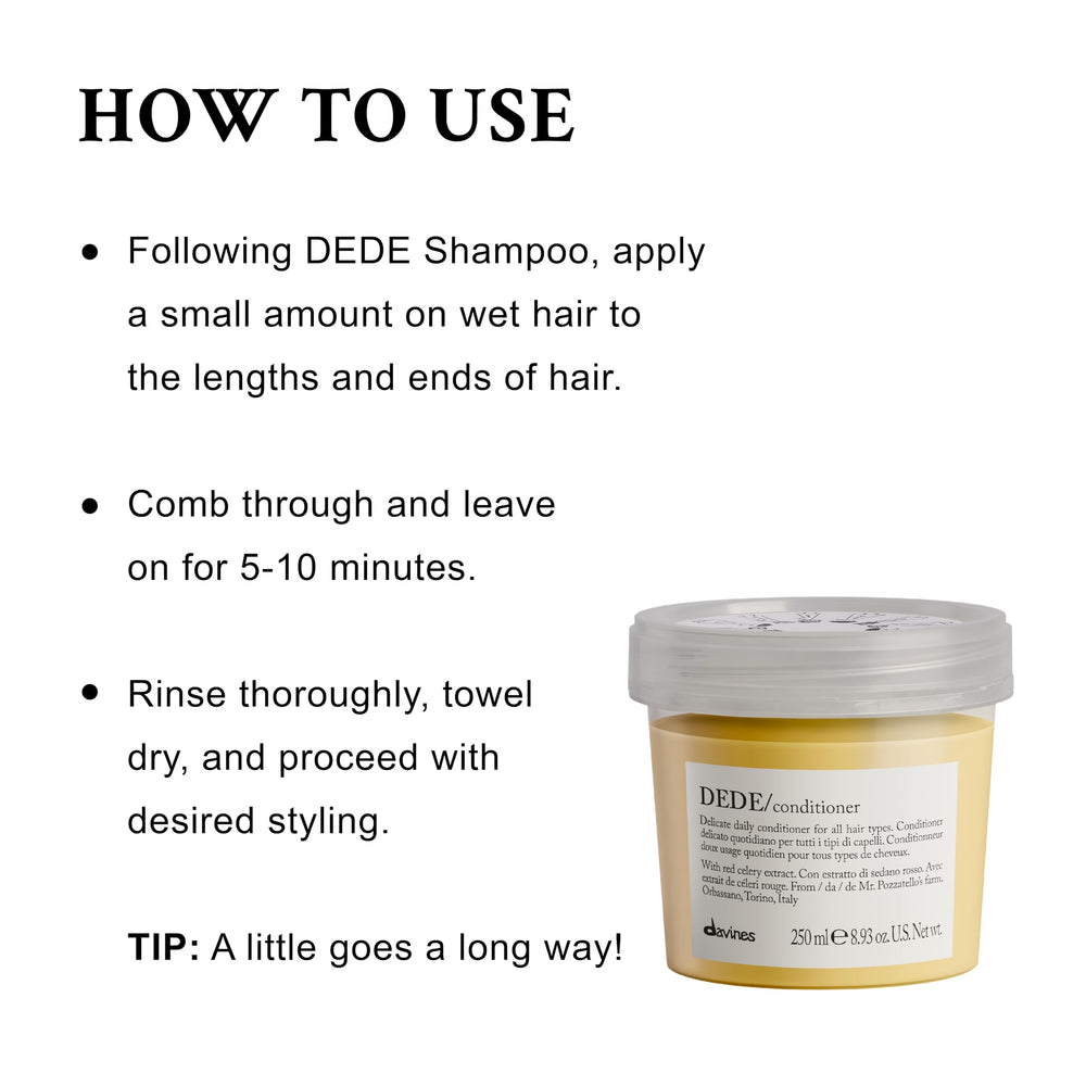 Davines DEDE before and after hair shot, smoother manageable result