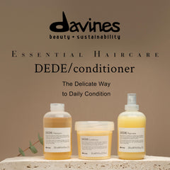 Davines DEDE creamy conditioner texture on hand, detangles strands easily