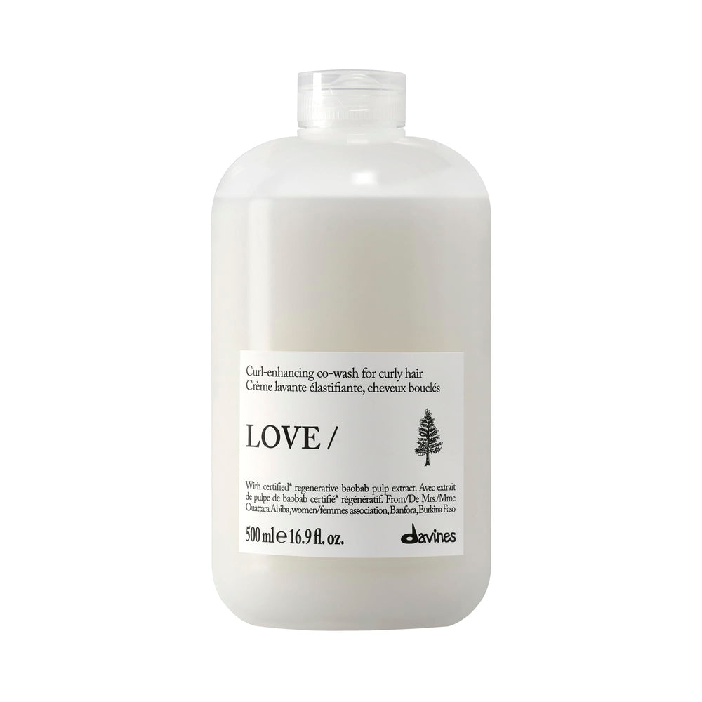 Davines front bottle view showing LOVE CURL/ co-wash and easy identification