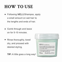 Davines MELU conditioner cream texture close-up demonstrating smooth spreadability