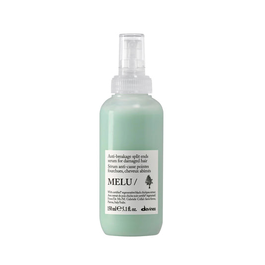 Davines MELU serum front bottle showing sleek packaging and professional protection