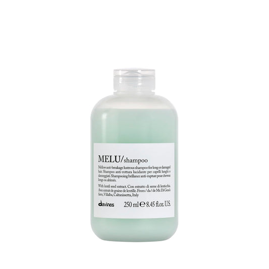 Davines MELU shampoo front bottle showing clean design and brand benefit
