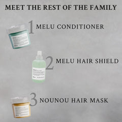 Davines MELU applied to wet hair showing detangling and anti-breakage benefit