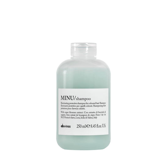 Davines MINU front bottle showing label and size, promoting color protection