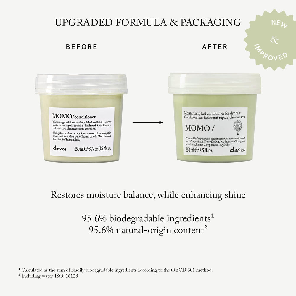 Davines MOMO conditioner pump detail for easy dispensing and controlled use