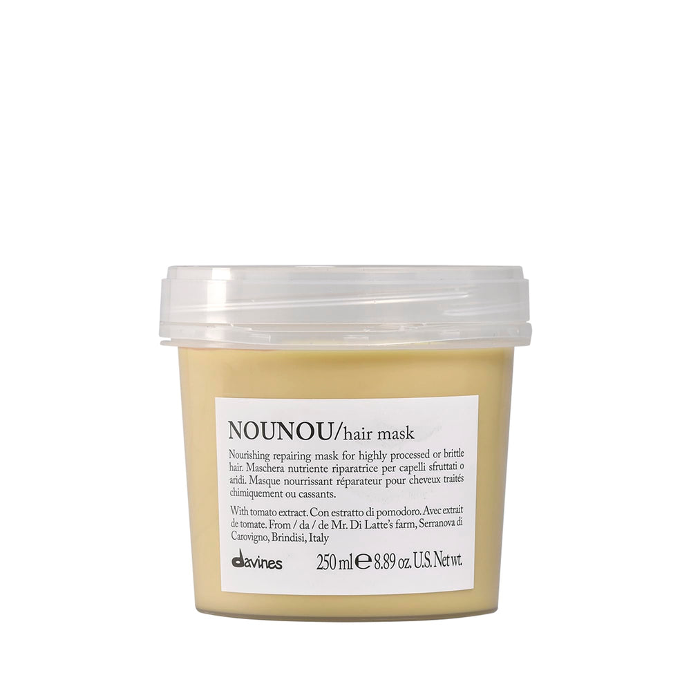 Davines front packaging showing product benefits and formulation