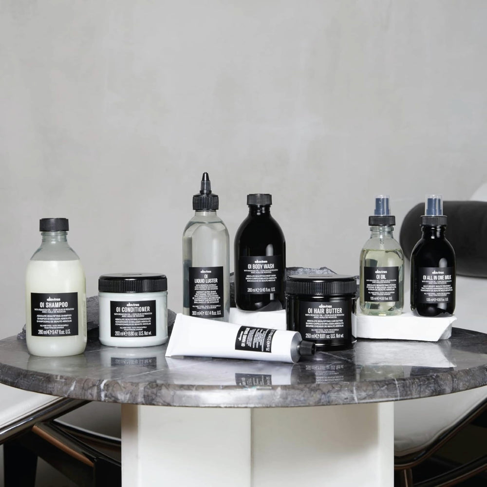 Davines jar placed on bathroom shelf suggesting daily routine integration