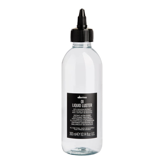 Davines OI Liquid Luster front bottle showing sleek packaging and brand polish