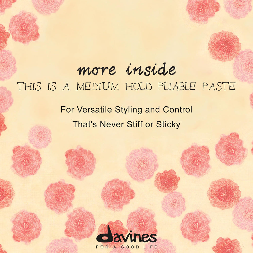 Davines paste on fingers demonstrating application ease and quick blending into hair