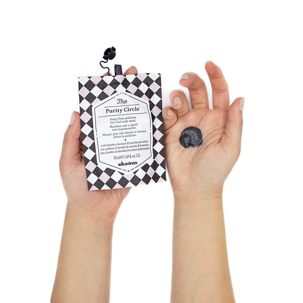 Davines application on scalp demonstrating targeted detox and residue removal