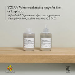Davines VOLU results showing visible root lift after blowdry