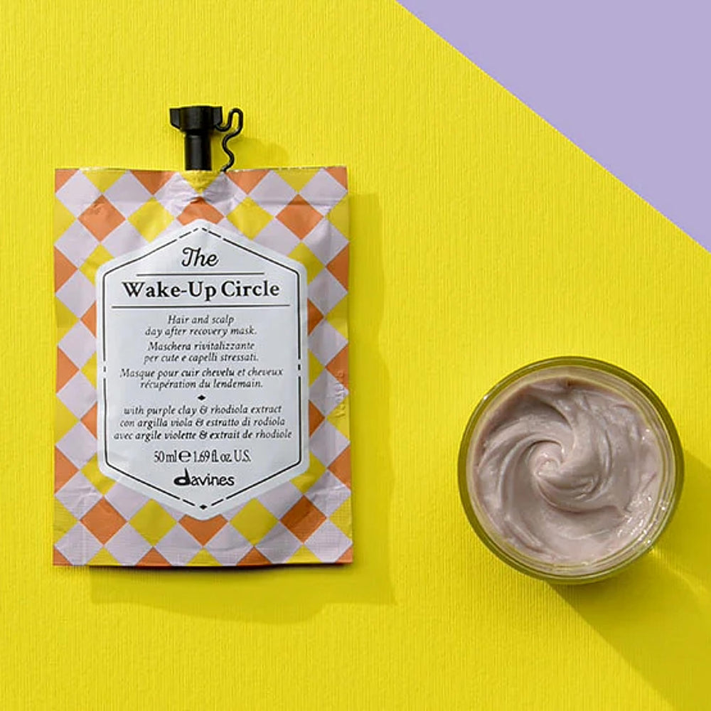 Davines Wake-Up Circle with rhodiola ingredient visual highlighting energizing extract