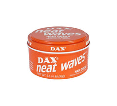 DAX neat waves front jar shows label and shiny finish benefit