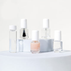 Dazzle Dry base and top coats side-by-side providing adhesion and high-gloss protection