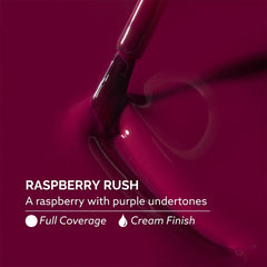 Dazzle Dry Raspberry Rush swatch on nail tip showing rich color payoff
