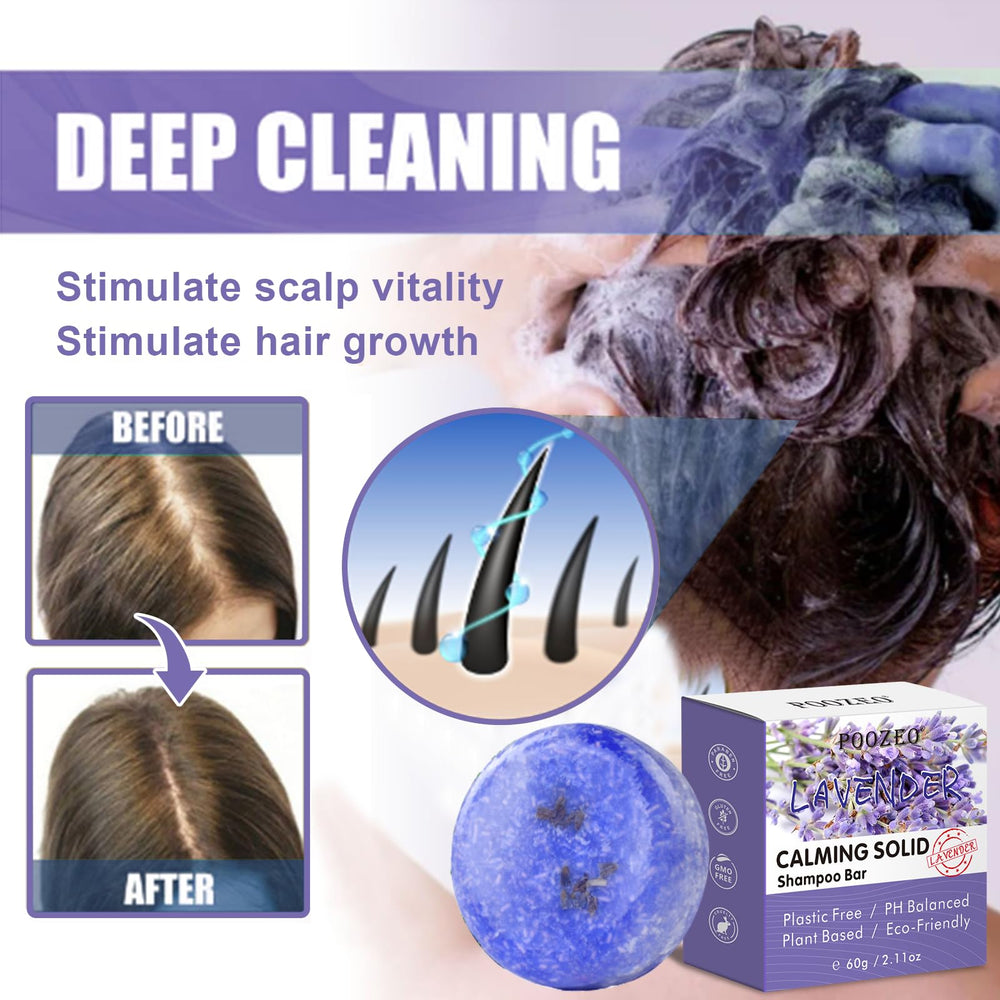 DBEAUTYM lavender shampoo bar creating lather in hands for easy application and cleansing