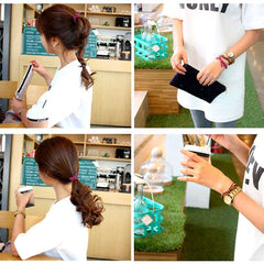 DDJYP ponytail in use on model showing secure comfortable hold