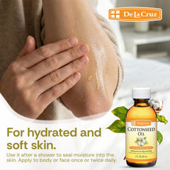 De La Cruz oil on skin showing fast absorption and non-greasy finish
