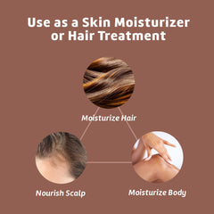 De La Cruz applying oil to hair ends for hydration and shine