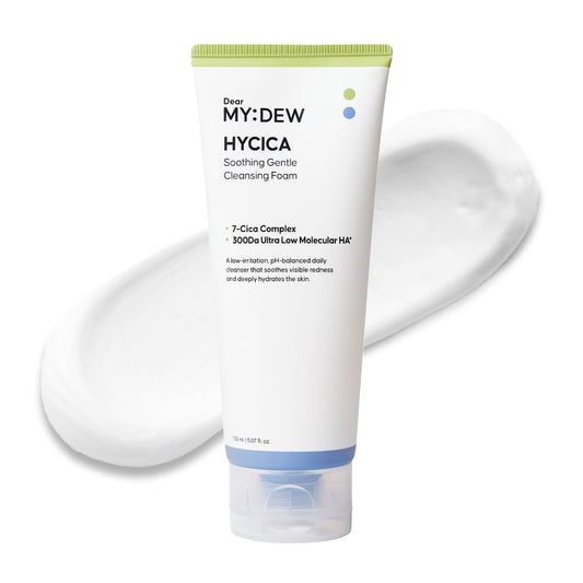 DearMYDEW front bottle shot showing cleanser packaging and calming benefit