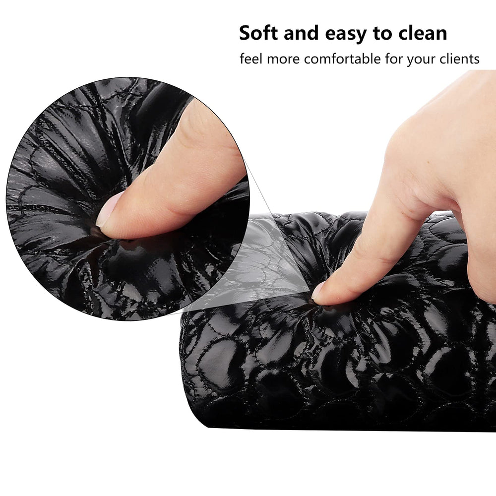 Deciniee side profile showing foam support for stable manicure posture
