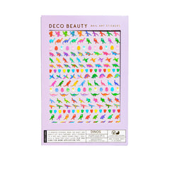 Deco Beauty front packaging showing dinosaur nail stickers, quick salon-style results