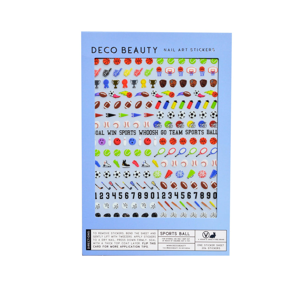 Deco Beauty front packaging showing sports ball designs and easy DIY benefit