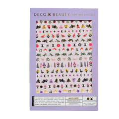Deco Beauty front packaging showing wildflower nail stickers and quick application benefit