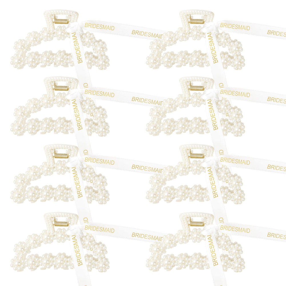 DEEKA front view of eight packaged bridesmaid clips, ready to gift