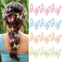 DEEKA front view of glitter butterfly clips showing colorful set and shine
