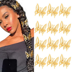 DEEKA gold butterfly clips front view showing set and shimmer benefit
