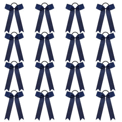 DEEKA front view of 16 navy blue bows showing team-ready uniformity and visibility