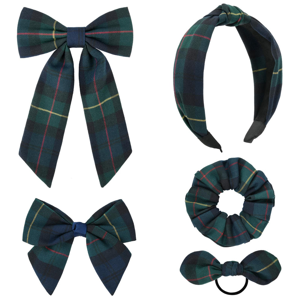 DEEKA plaid set front view showing all five pieces and easy coordination