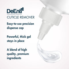 DeEnti bottle beside manicure tools showing salon-ready kit benefit