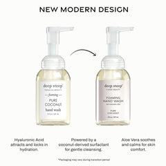Deep Steep foam lather on hands demonstrating gentle cleansing and hydration