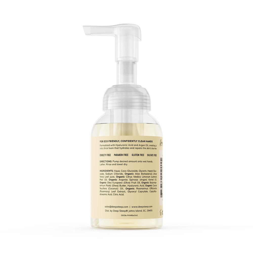 Deep Steep side label highlighting ingredient list and clean-beauty benefits