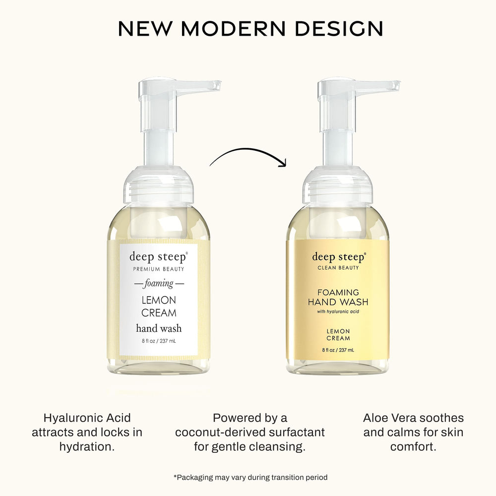Deep Steep foaming texture on hand illustrating gentle lather and softening effect