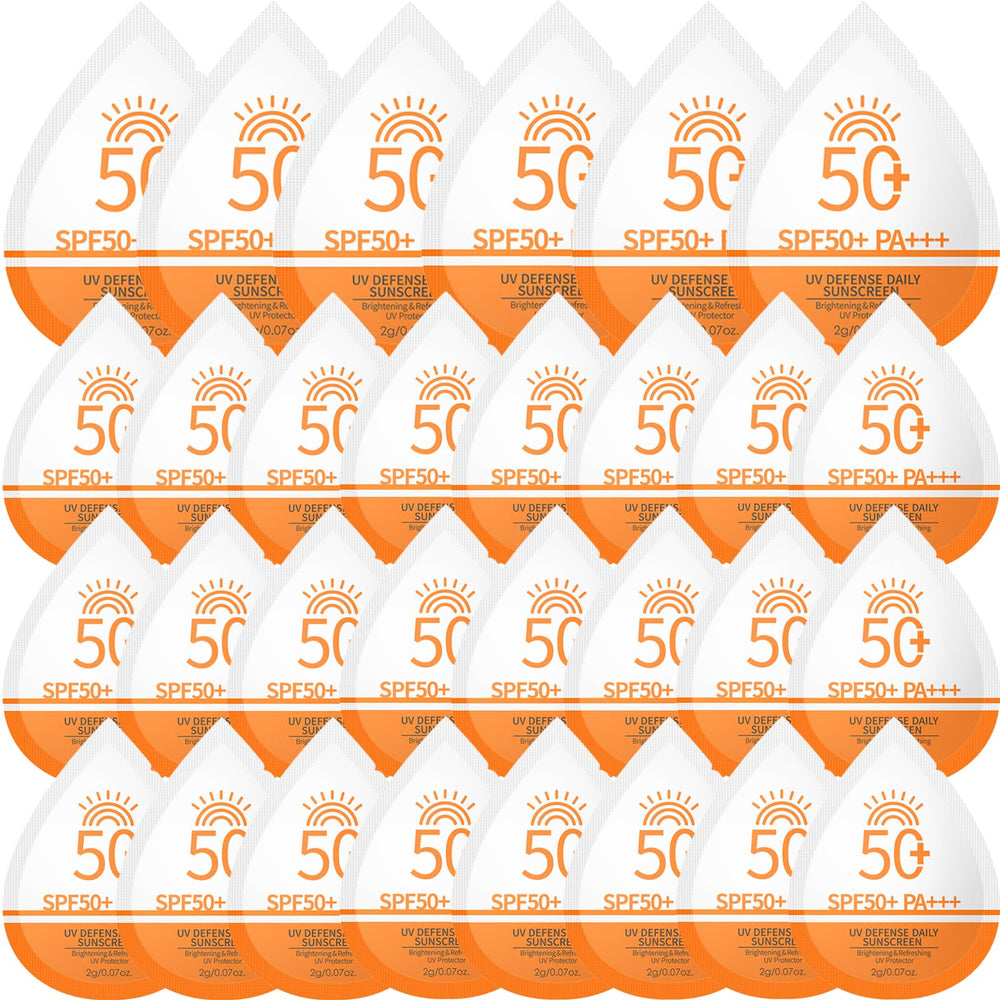 Deepmind front view of 30 sunscreen sachets showing compact pack convenience