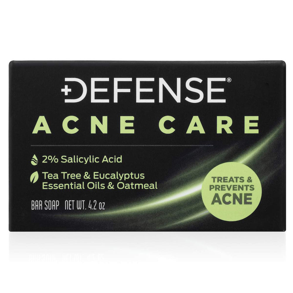 Defense Soap front packaging showing product and benefits