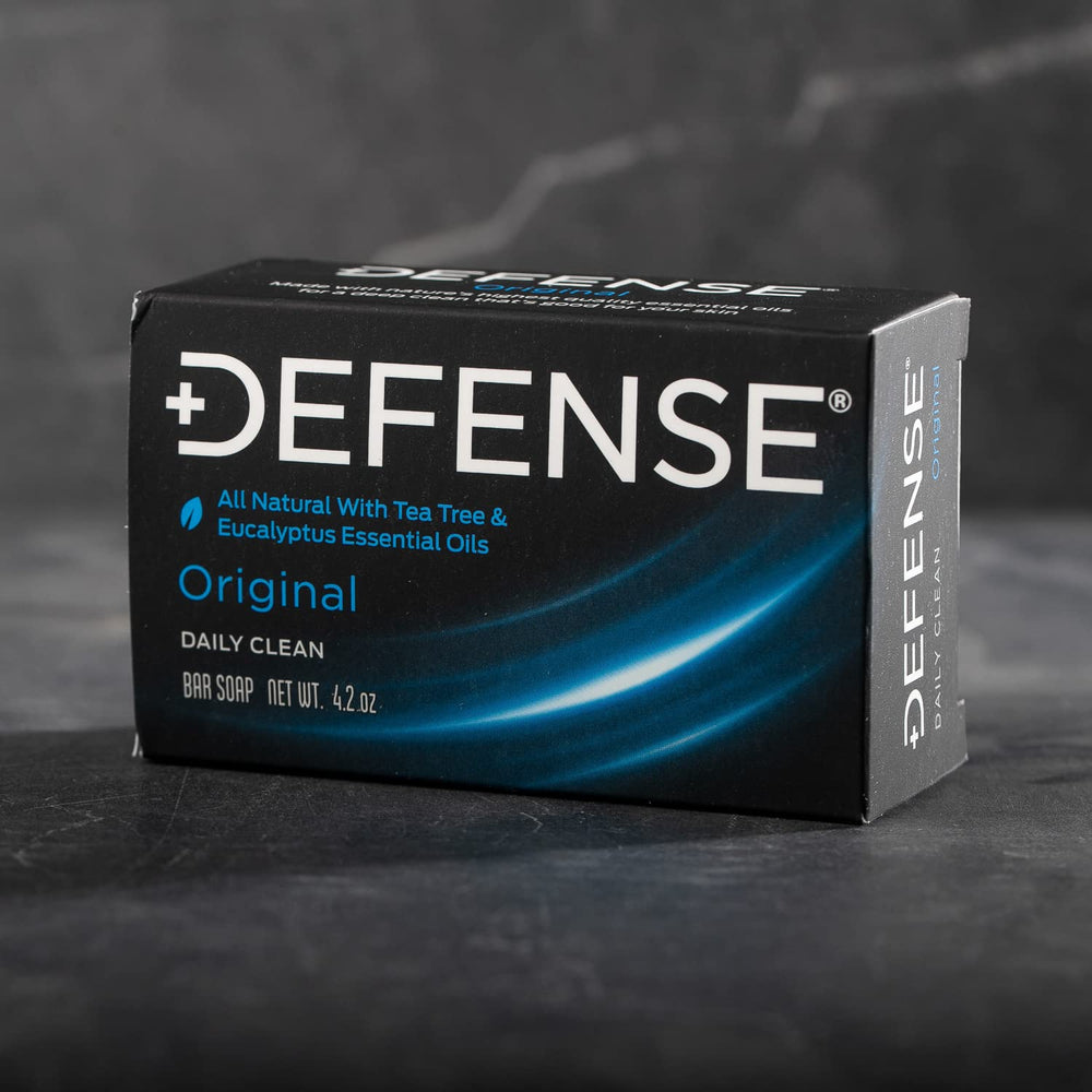 Defense Soap athlete bathroom lifestyle scene showing post-workout refresh