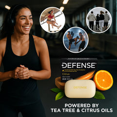 Defense Soap citrus bar rich lather close-up demonstrating deep cleanse