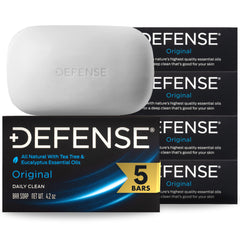 Defense Soap front packaging showing five bars ready to supply athletes